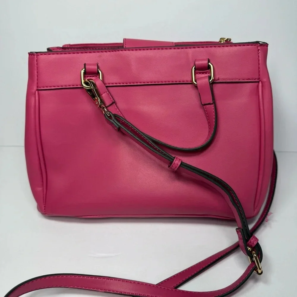 Trina Turk Fuchsia Quilted Satchel Bag with Gold Hardware - Hot Pink Crossbody